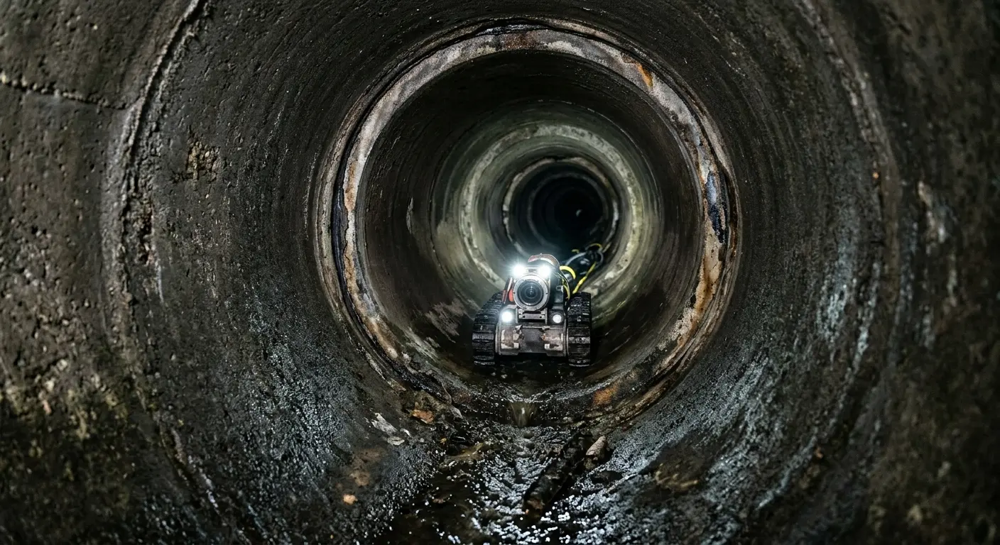 Robotic sewer camera inspecting pipe interior for Drain Snake Service in Midway